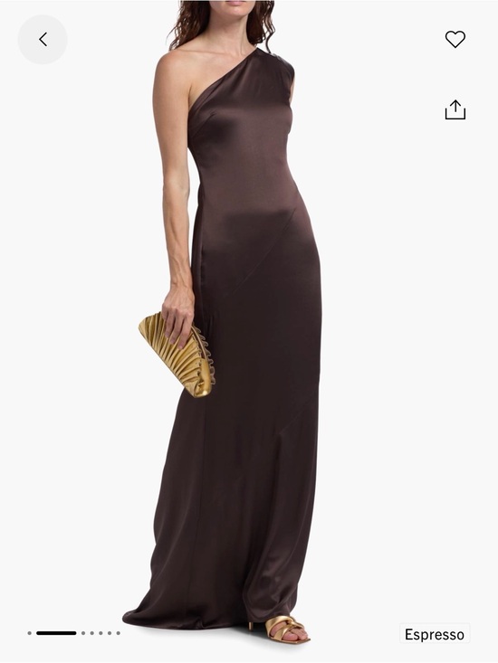 Toccin Dresses & Skirts - Espresso One-Shoulder Satin Maxi Dress